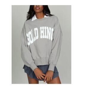 Gold Hinge Women's Light Gray Wide Arm Crew Neck Sweatshirt Size S